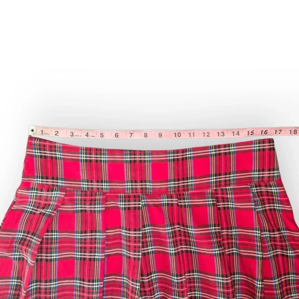 Hot Topic Red Plaid Mini Skater Skirt - L